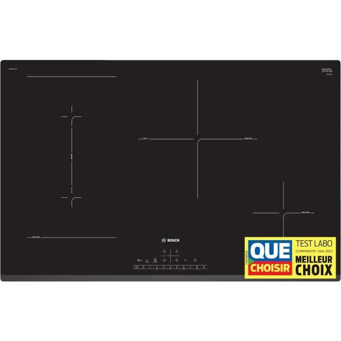 Table induction BOSCH - 4 foyers - 7400W - Vitrocéramique - Noir - PVS831FC5E