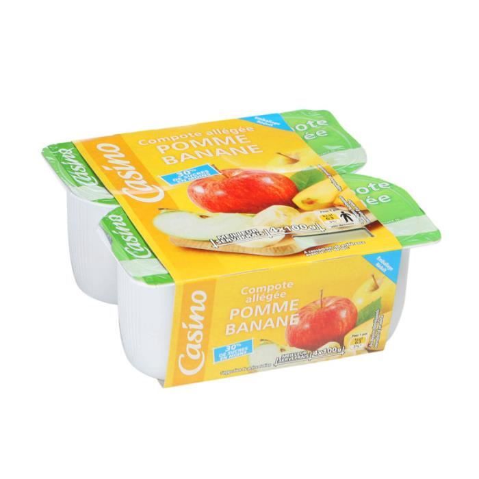 Lot de 4 Compotes allégées de pomme et banane - 400 g