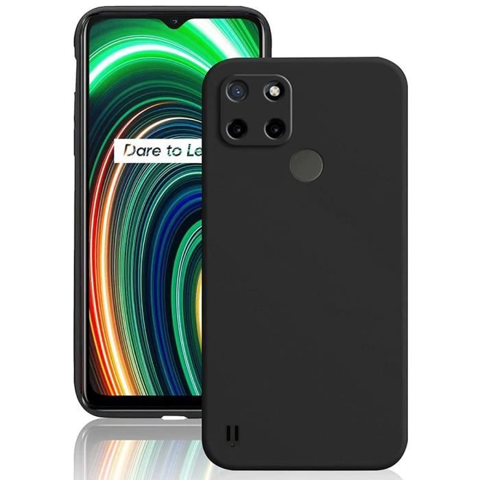 Coque Silicone pour realme C25Y, Silicone Protection Noir Ultra Slim Léger