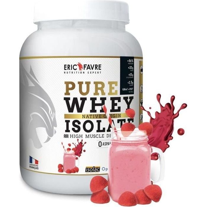 Pure Whey Proteine Native 100% Isolate - Eric Favre 750g Fraise