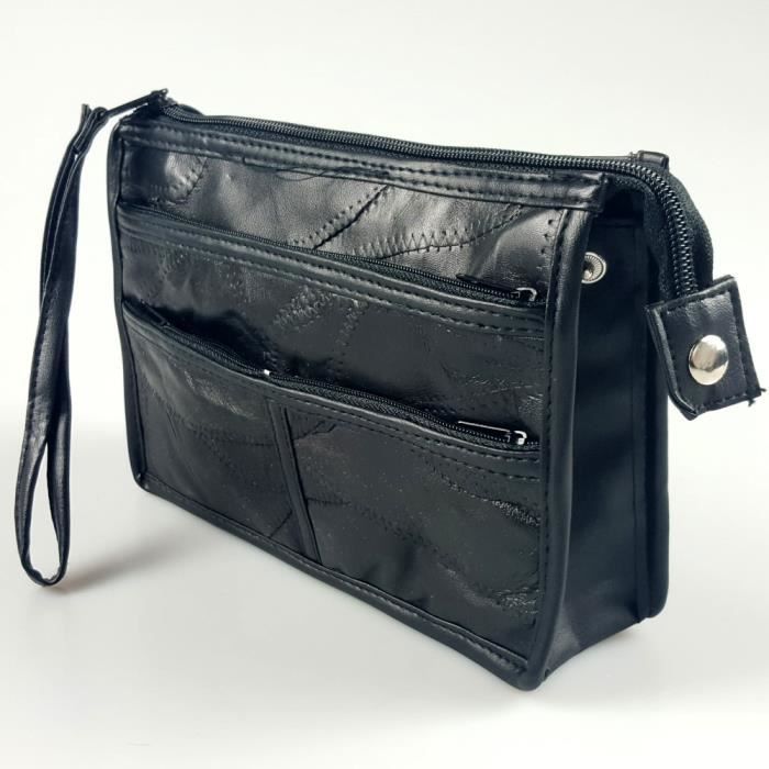 Sacoche homme en cuir d agneau - Noir