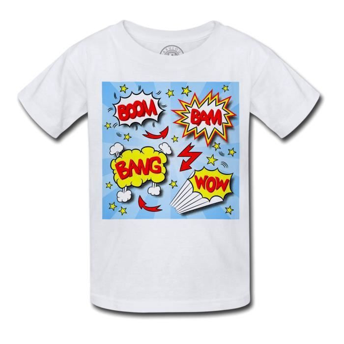 T-shirt Enfant Bulles Bandes Dessinees Boom Bang Comics Super Hero