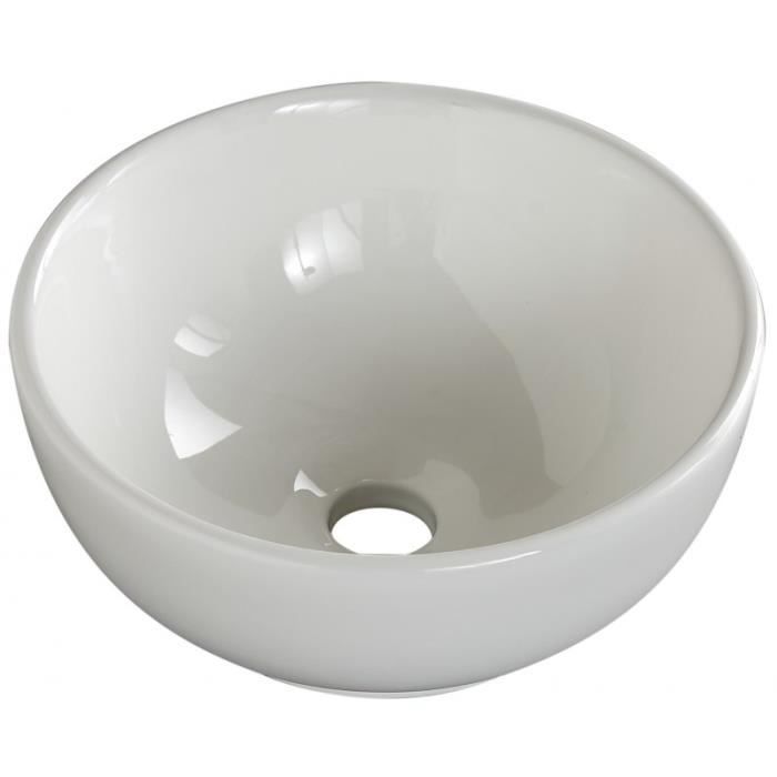 Vasque à poser en forme de bol et céramique blanche