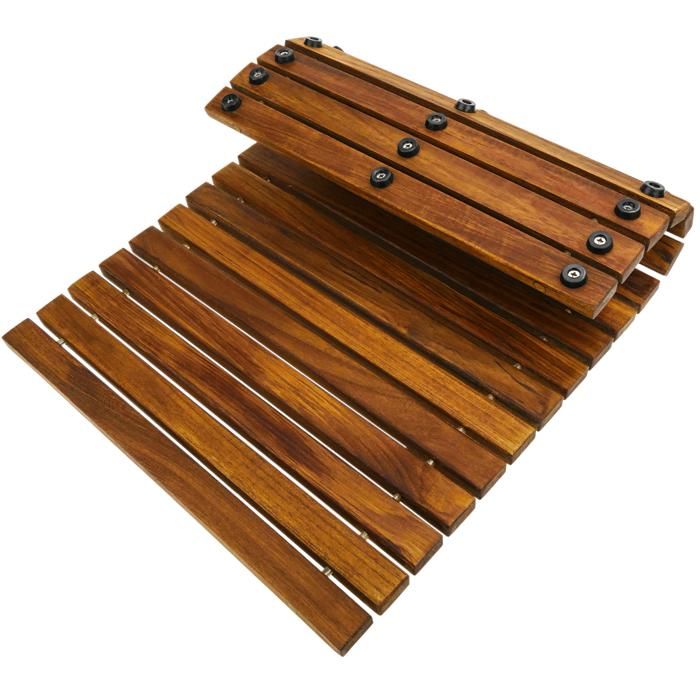 Caillebotis de douche en bois de teck certifié 60 x 40 cm rectangulaire et à - KZ04200