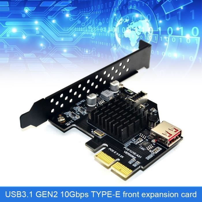Carte d'extension avant USB3.1 TYPE-E Adaptateur Pcie X2 vers TYPE-C GEN2 10 Gbit / s