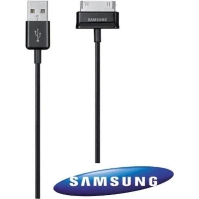 Câble Cordon Chargeur Fil Usb 30pin Noir Original Samsung Pour Galaxy Tab 1 Tablette, Wifi Gt-p1010, 730 P7300 P7310, P1000
