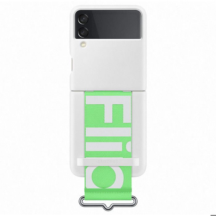 SAMSUNG Z Flip3 - Coque silicone avec lanière - Blanc