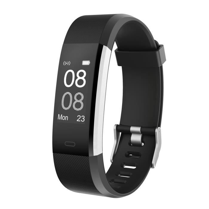 YAMAY Montre Connectée Femmes Homme Bracelet Connecté Cardiofréquencemètre Etanche IP67 Fitness Tracker Noir pour Android iOS
