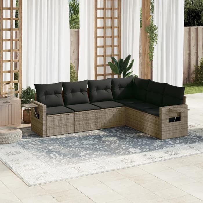 Salon de jardin vidaXL 6 pcs Résine tressée - vue 4