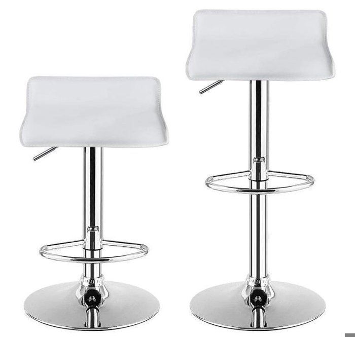 Tabourets de Bar Lot de 2 - RELAX4LIFE - Rembourrées avec Cuir PU - Pivotants 360° - Dossier Ergonomique - Base en Chrome - Blanc