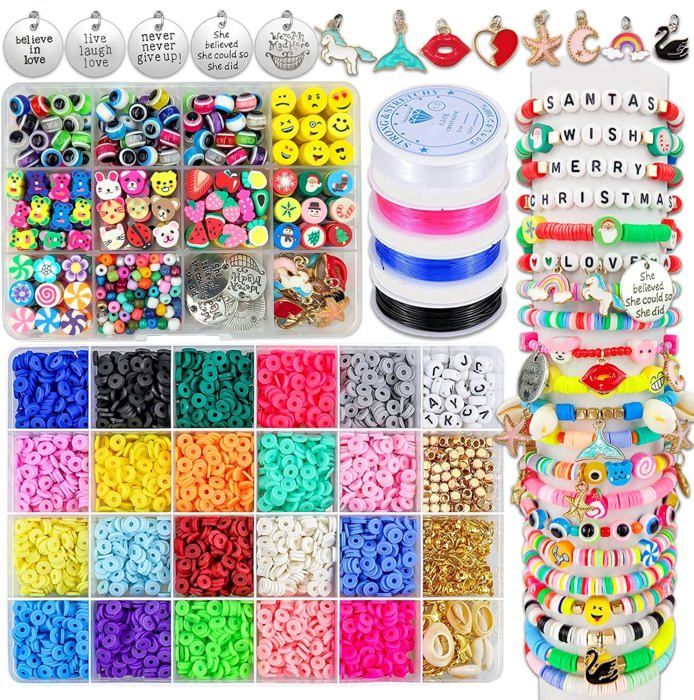 NEBURORA Kit de fabrication de bracelets, perles en silicone cyan et