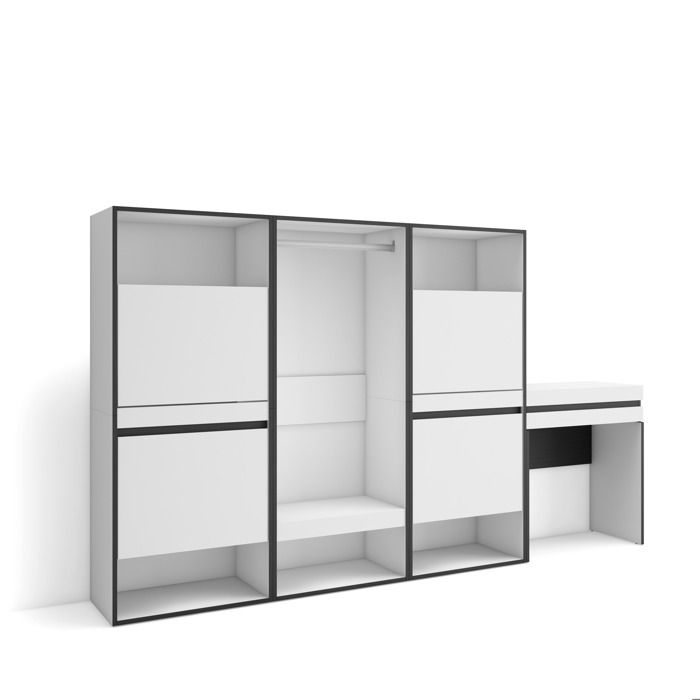 Meuble à Chaussures 250x35x145 cm Chambre à coucher pièce Vestiaire ouvert Coiffeuse Blanc RF3506 Meuble à Chaussures 250x35x145 cm Chambre à coucher pièce Vestiaire ouvert Coiffeuse Blanc RF3506