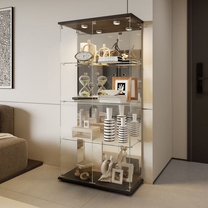 Vitrine / Présentoir De Collection Avec Miroir - Boîte En Verre, Occasion Bon État