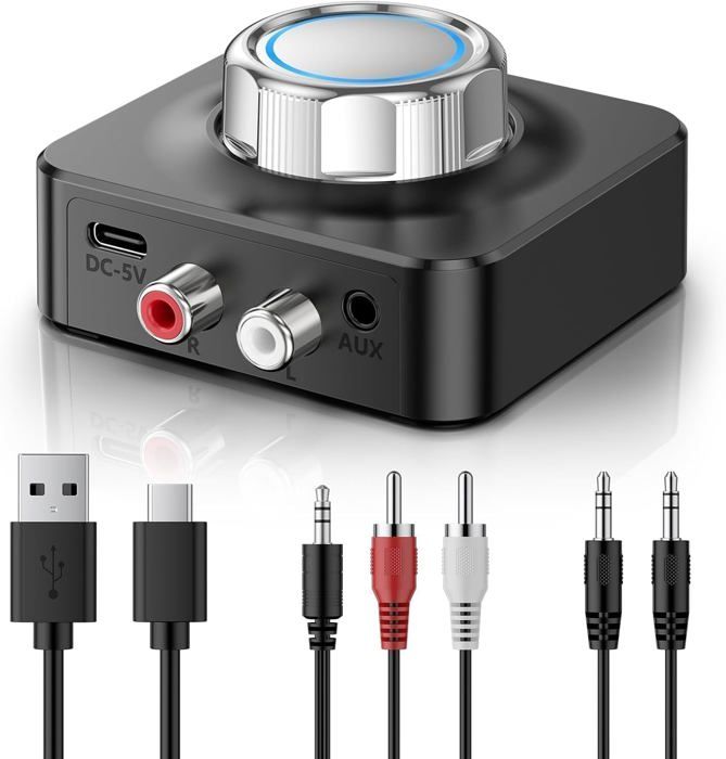 Adaptateur Bluetooth 5.0 Avec Prise Jack 3,5 Mm – Récepteur Audio Pour Voiture, Autonomie 5h - 8