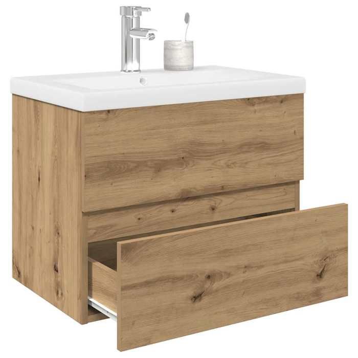 vidaXL Meuble lavabo avec bassin et robinet intégrés chêne artisanal armoire lavabo de salle de bain meuble de salle de 3328932