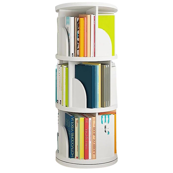 Bibliothèque enfant de jouet et livre rotation à 360° Étagère pour bébé à 3 niveaux - ERROLVES - Blanc - 40*40*97 CM