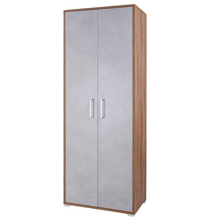 Grande étagère à chaussures 2 portes en bois avec étagères 70x189h cm Porte en béton clair noyer clair