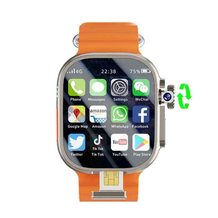 S10 Ultra Max Smartwatch 4G Android 10.0 2.2 pouces Amoled caméra rotative appel vidéo GPS WIFI App télécharger 2GB