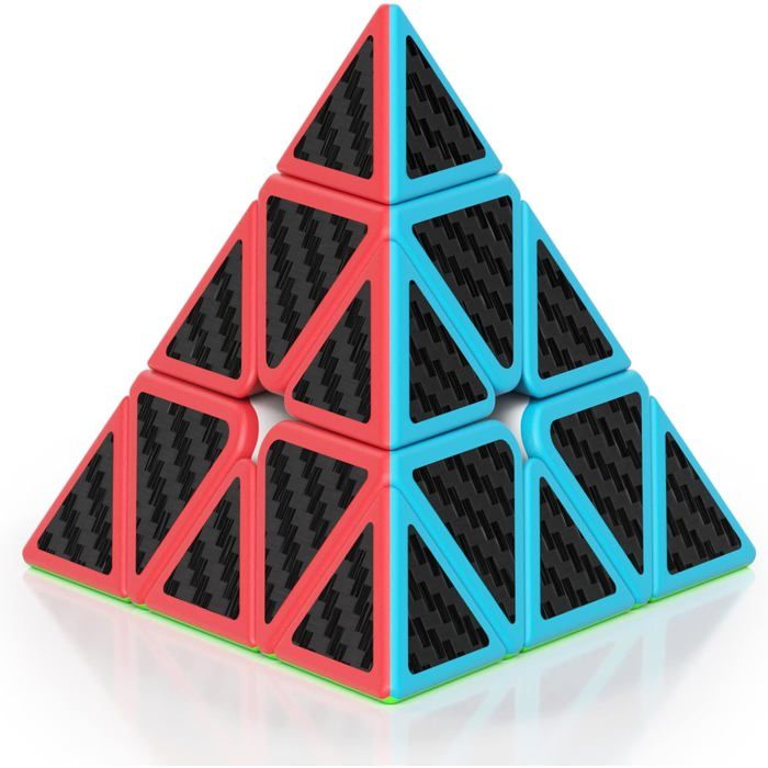 ®RisingFF Pyramide Rubiks Cube Original Pyramide Triangulaire Rubiks Cube   Coloré - Facile à Tourner (Fibre de Carbone)