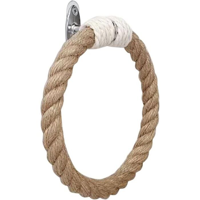 Porte-Serviettes Corde Serviette Anneau Mural en Bois Serviette De Bain Anneaux Ferme Rustique Porte-Serviette pour Salle De Bain