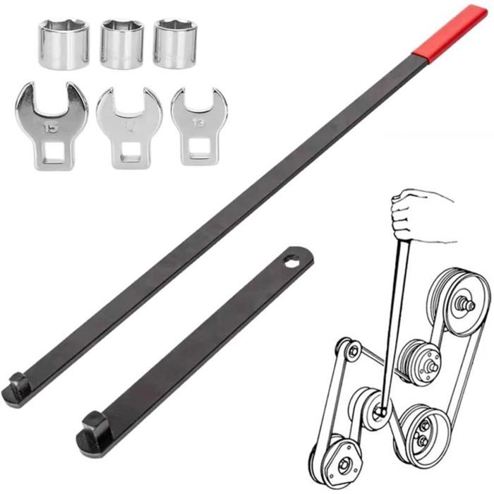 Kit doutils de 8 pièces pour courroie serpentine - Clé de démontage et dinstallation de courroie automobile - de réparatio