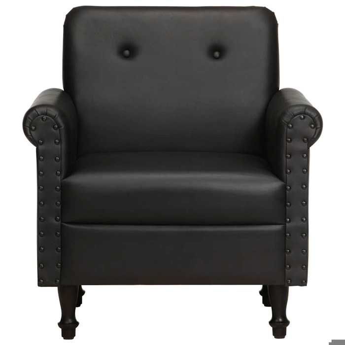 “RabaisChaise Canapé 1 place - JILLES - Fauteuil cabriolet à Salon noir cuir véritable SOLO598566
