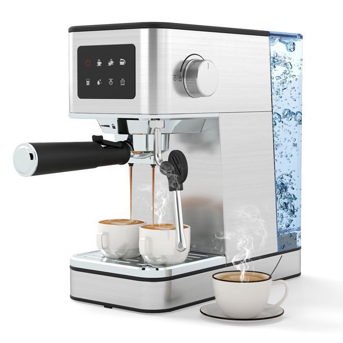 Cafetière Expresso 20 Bars 1200W COSTWAY 17L Écran Tactile LCD-Buse Vapeur-Café Moulu Chauffe tasses Fonction Mémoire Préchauffage - Costway