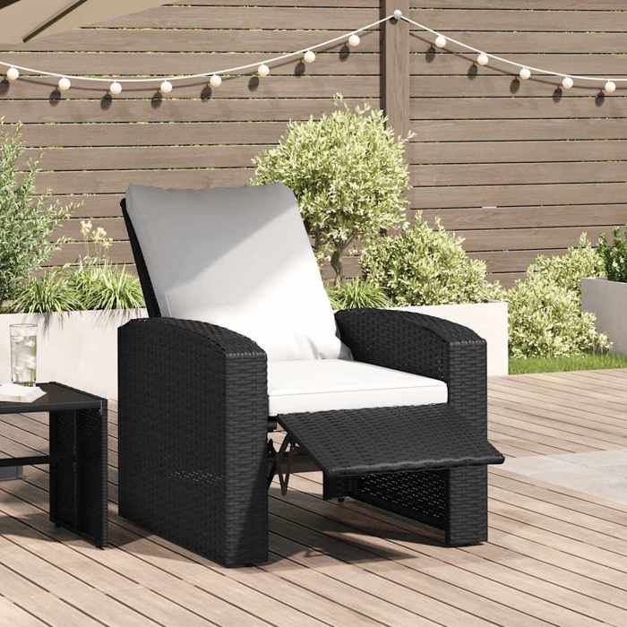 Inclinable Fauteuil inclinable de jardin - vidaXL - Résine tressée - Noir ...