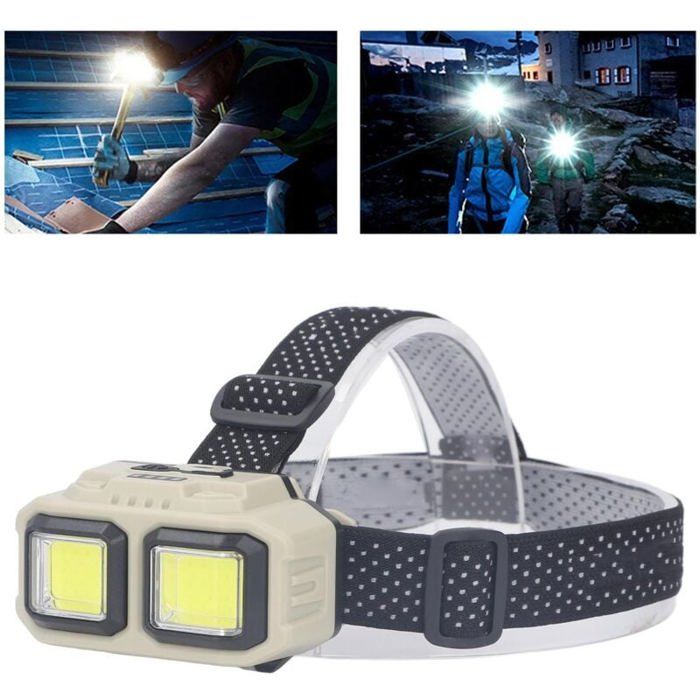 Lampe frontale à LED COB super lumineuse rechargeable par USB légère montée sur la tête avec capteur de mouvement affichage du