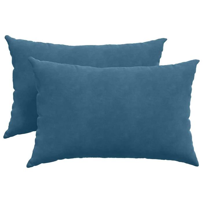 Coussins de canapé en velours - vidaXL - Bleu - 60x40 cm - Housses amovibles - Rembourrage polyester - Usage intérieur
