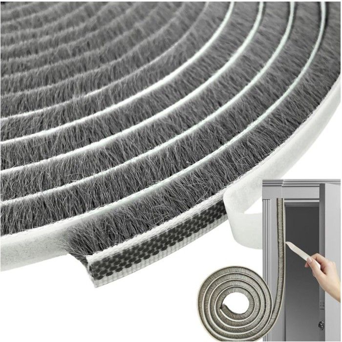 Joint détanchéité autocollant non-tissé pour fenêtres portes coulissantes - JZSH - 9x9 mm x 5 m gris - Coupe-vent isolation