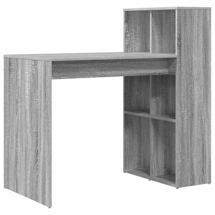 Bureau moderne en bois dingénierie - CLARENCE - Gris Sonoma - 108x55x103 5 cm - Durable - Avec étagère