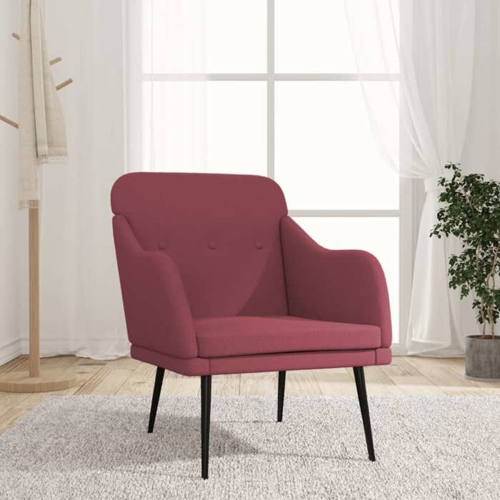 Rouge Fauteuil simple Magnifique Fauteuil Rouge bordeaux 63x76x80cm Tissu 63x76x80cm CL2422803
