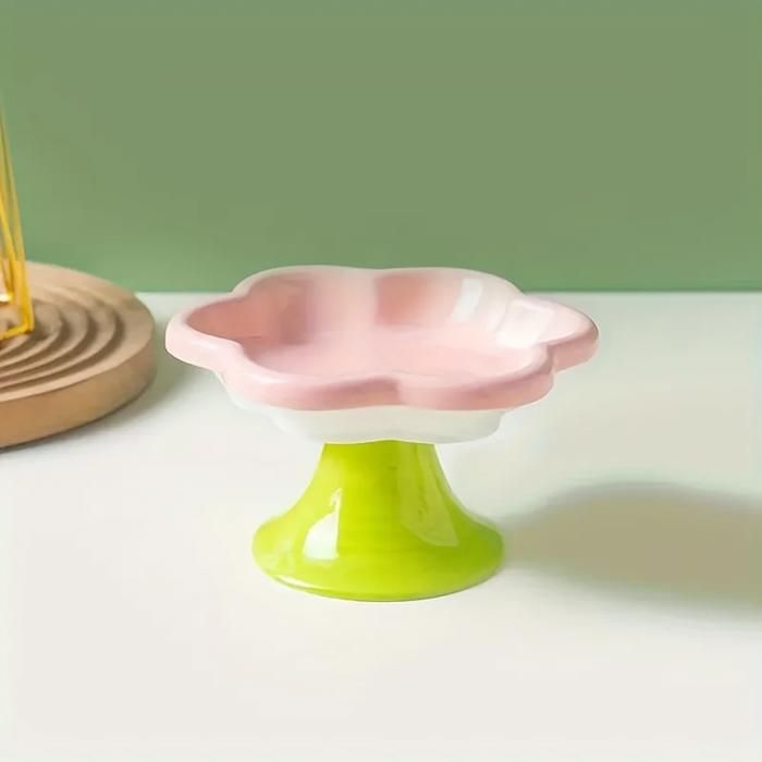 Bol en céramique pour chat - Phoesky - Design floral - Plat à eau surélevé - Plat à friandises
