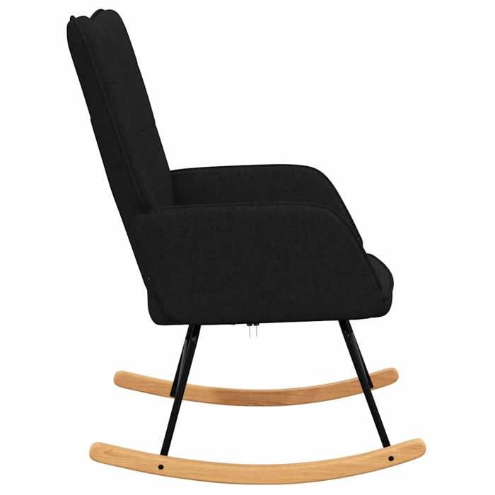 Fauteuil Allaitement - Noir - Chaise à bascule - Rocking Chair - Noir Tissu 61x78x98 cm F1466