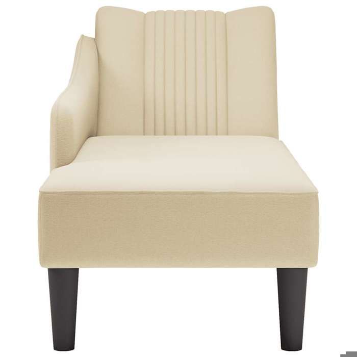 Fauteuil Relax - Crème - Fauteuil long - 1 Place - avec accoudoir droit crème tissu 140x56x66 cm F1329