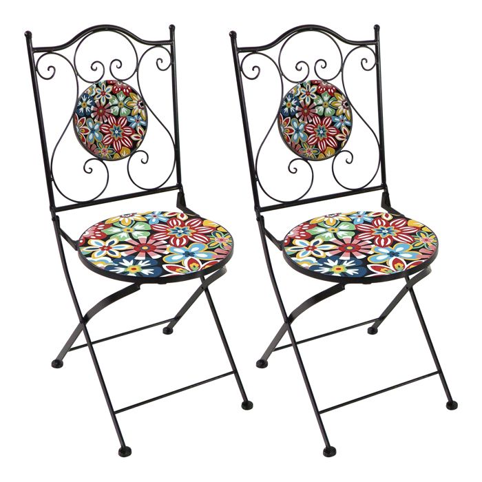 AXI Amélie 2 Chaises Bistrot Pliantes Mosaique Fiesta Flower Assises Style Bistrot Chaises de Jardin pour AXI Amélie 2 Chaises Bistrot Pliantes Mosaique Fiesta Flower Assises Style Bistrot Chaises de Jardin pour