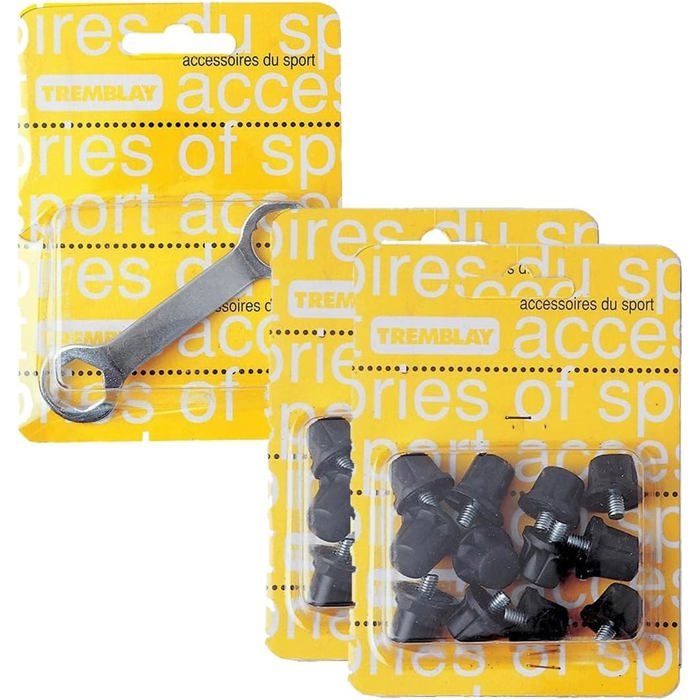 Lot de 24 crampons de remplacement en Nylon pour chaussures de sport 2 paquets de 12 cramprons (8 x 13 mm+4 x 16 mm)+clé métallique Lot de 24 crampons de remplacement en Nylon pour chaussures de sport 2 paquets de 12 cramprons (8 x 13 mm+4 x 16 mm)+clé métallique