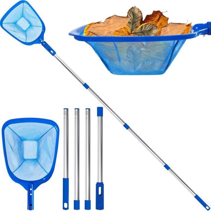 Épuisette de piscine 200 cm fond de piscine avec manche télescopique kit de nettoyage à mailles réglables nettoyage pour piscin