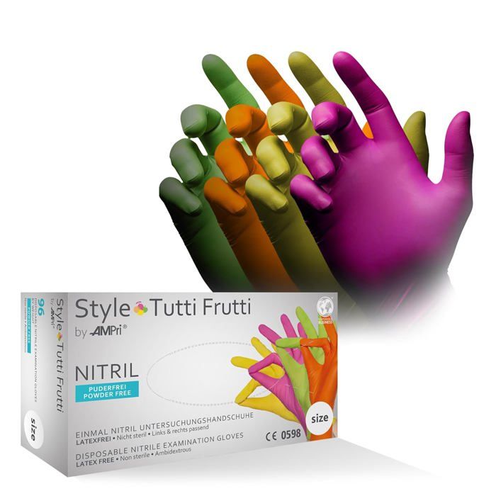 Med-Comfort Lot de 96 gants jetables en nitrile non poudrés Multicolore Mélange de couleurs Tailles S