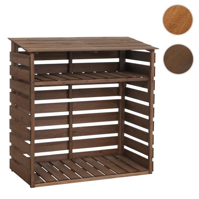 Abri à bois HWC-Q16 étagère pour bois de chauffage abri à bois support pour bois de sapin MVG 121 x 122 x 61 cm ~ brun foncé