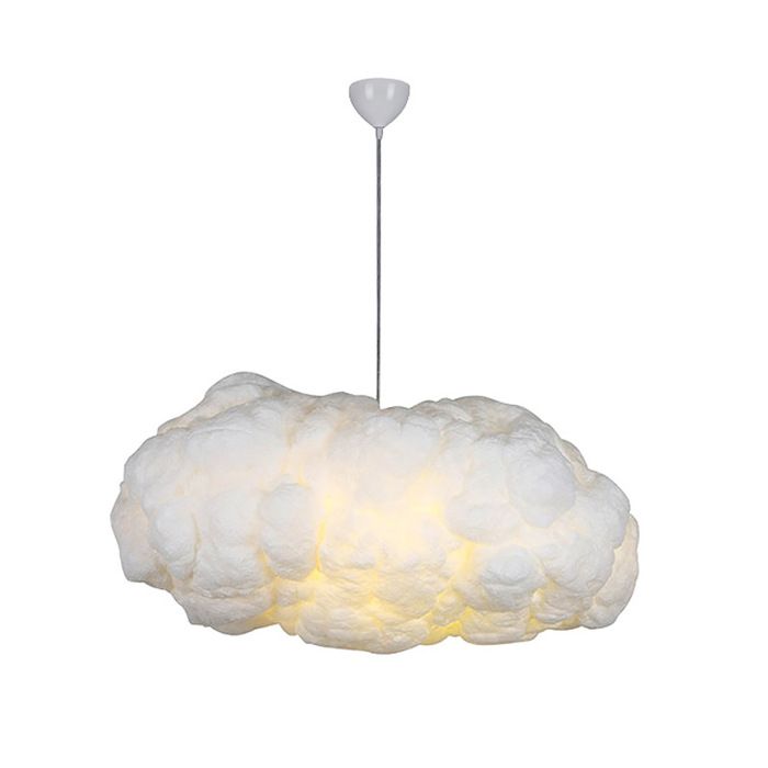 Plafonnier nuage moderne - DEKOPRO - Design scandinave - Abat-jour coton - Structure métal - Dimensions 30x20 cm