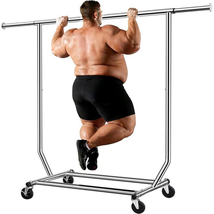Portant à vêtements à roulettes Metal Longueur extensible 130-190cm Tringle résistante pour Hauteur métal Charge Ma PENDERIE SOUPLE