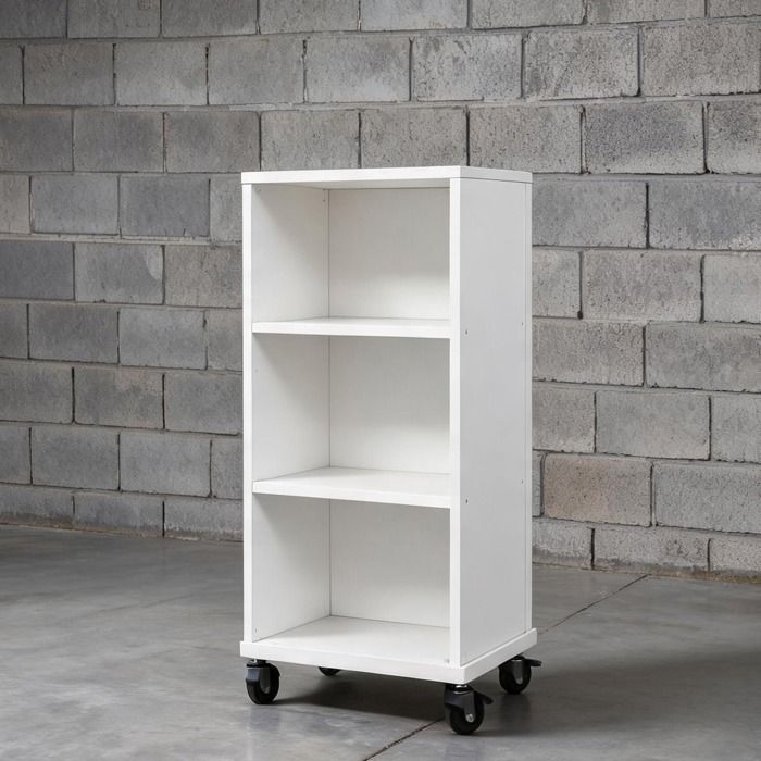 Portant à vêtements mobile avec roulettes 3 étagères et penderie finition - Blanc Bois 31.5 x 15.75 x 50.39 cm Ref M0Q2SV