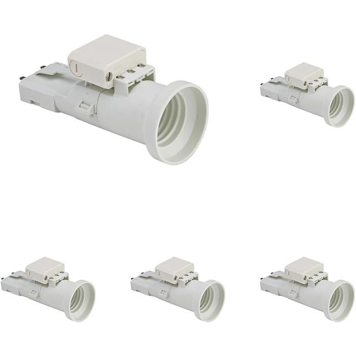 Lot de 5 Douilles E27 DCL avec Fiche 2P+T - Kit Complet Ampoule Soquet Blanc pour Lampe et Luminaire Intérieur - Montage Rapide