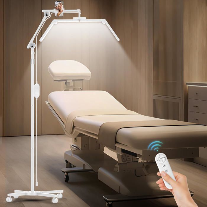 Lampe extension de cils LED pliable rotative 360° hauteur réglable 126-152 cm 4000 lumens luminosité réglable base roulante
