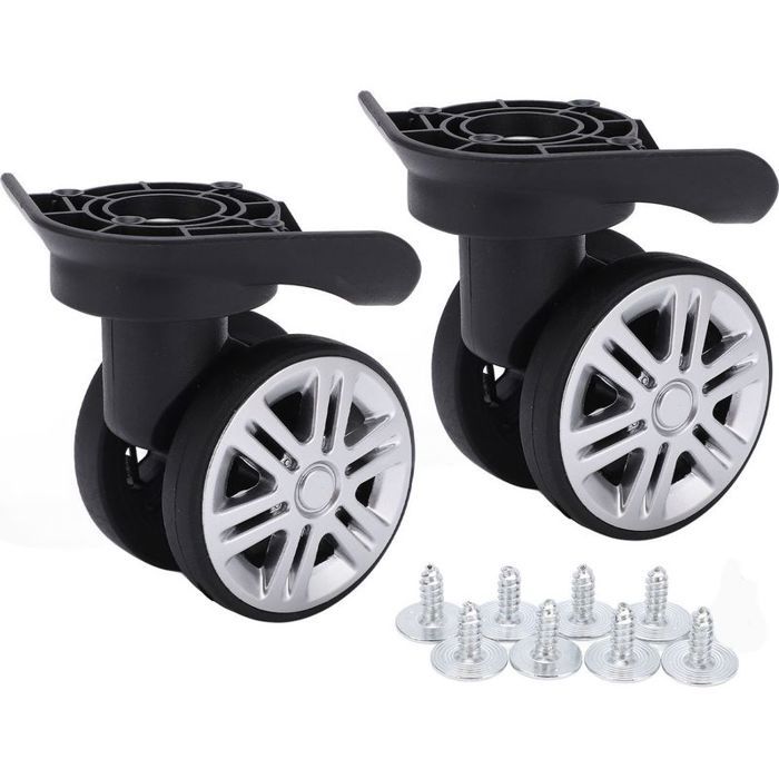 Roulettes pivotantes silencieuses pour valise – Lot de 2 – Matériaux PP + PET – Installation facile avec vis incluses – Pour bagag