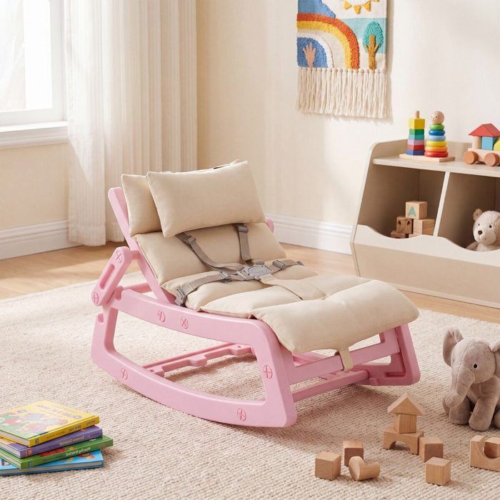 Confort évolutif chaise à bascule enfant 2 en 1 avec dossier réglable 4 positions harnais 5 points dès 6 mois