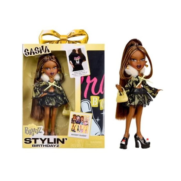 Poupée - BRATZ - Stylin Birthdayz Sasha - T-shirt unisexe XL - Thème anniversaire - Jaune pastel
