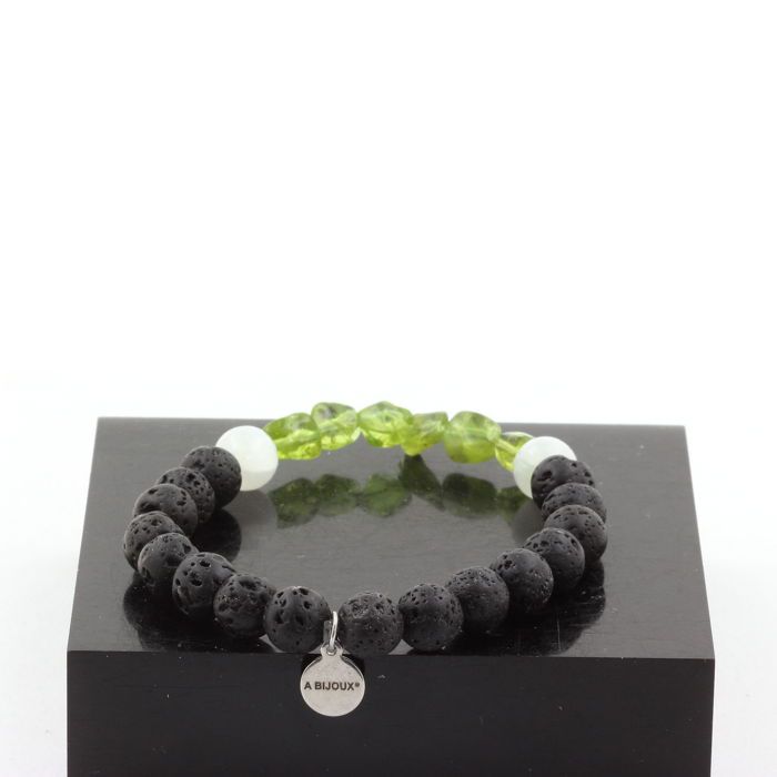 Bracelet En Péridot Naturel - Pierres Chips Vertes - Bijou Artisanal - Unisexe